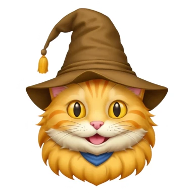 Very Simple yellow cat emoji wearing a sorting hat sticker
