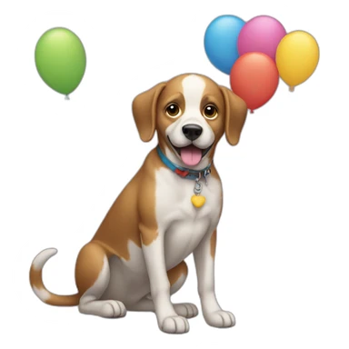dog with full body holding balloons sticker