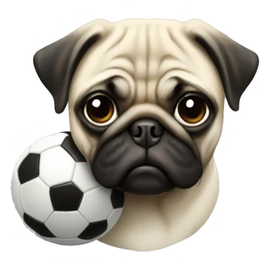 pug with a soccer ball sticker
