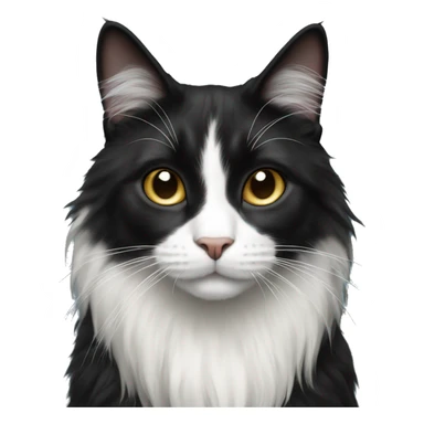 black and white cat long haired sticker