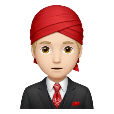 Character wearing a bandana and a suit sticker
