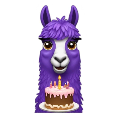 a purple llama eating a birthday cake sticker