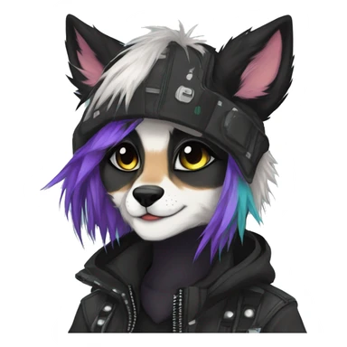 Edgy cute modern punk techwear anthro furry animal sona by Falvie, LiLaiRa, AngieWolf sticker