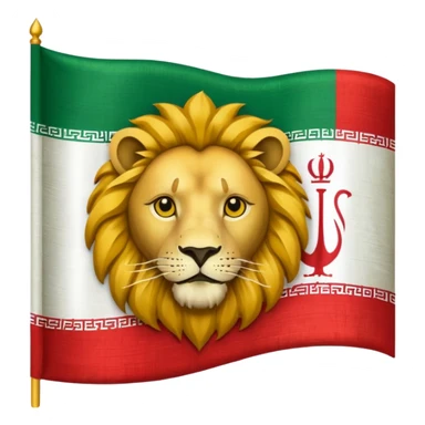 a flag emoji of the old iranian flag that has a lion in the middle sticker