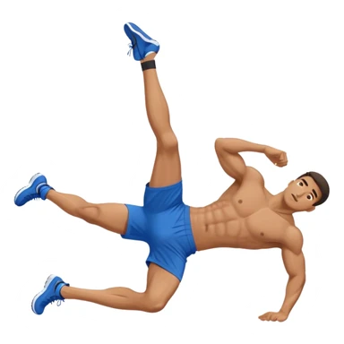 side-view of guy in blue shorts doing decline crunches sticker
