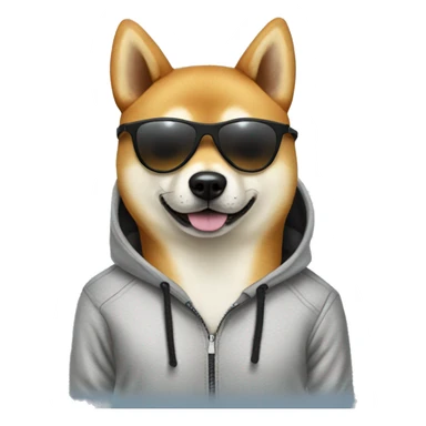 Shiba Inu with sunglasses in a sweatsuit  sticker
