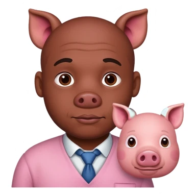 A pig in human shape riding a black man in pig shape sticker