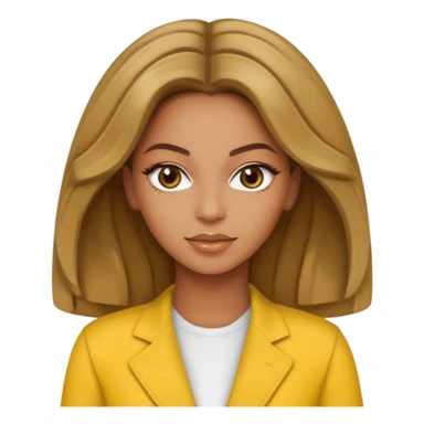 Beyonce brown eyes, dark blonde hair, yellow outfit sticker