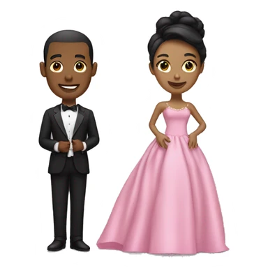 Couple in tuxedo and pink gown sticker