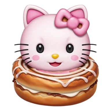 my emoji is hellokitty with cinnamon roll sticker