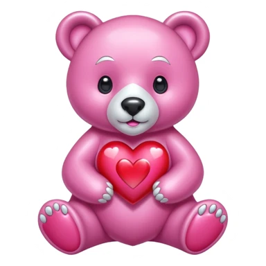 diamond bear pink  with a red heart de cuerpo entero sticker