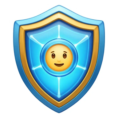 Glowing shield protecting cells, anti-inflammatory compounds, calm energy waves, clean simple emoji style sticker