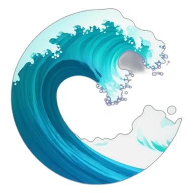 create an illustrated flat simple logo of a wave as it reaches breakpoint sticker