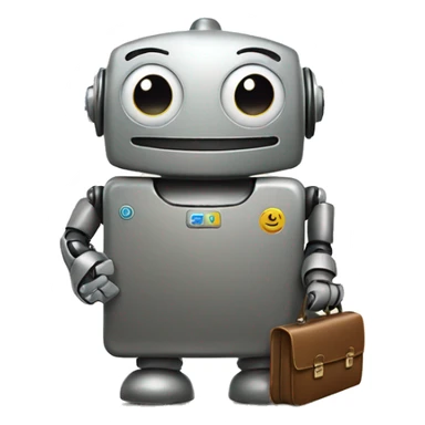 happy robot holds briefcase sticker