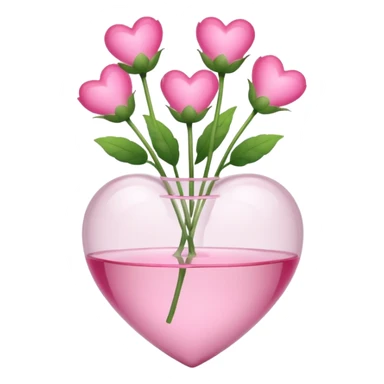 clear heart-shaped vase with pink heart-shaped flowers minimalistic and elegant sticker