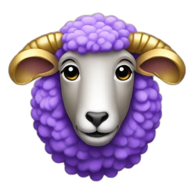 Purple sheep gold horns sticker