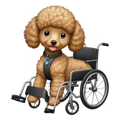 Tan Poodle puppy in wheelchair  sticker