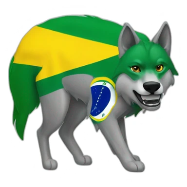 A Wolf with a brazilian flag sticker