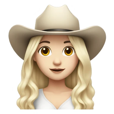 pale skin girl with black hair with a cowboy hat sticker