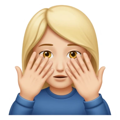 Covering the face with hands and peeping through your finger sticker