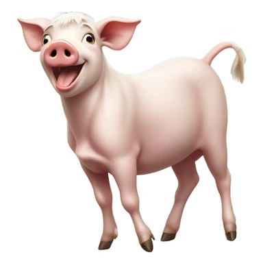 a pig dancing with a goat sticker