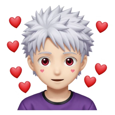Killua Zoldyck from the anime Hunter x Hunter has hearts popping out of his eyes in an anime style. sticker