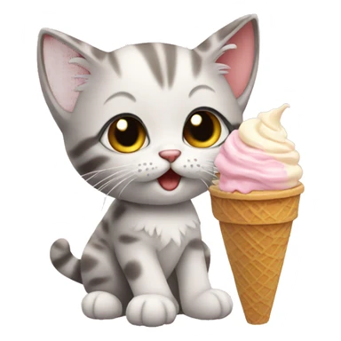 Kitten eating ice cream sticker