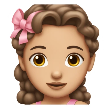 Brunnete hair girl with brown eyes and a baby pink bow in her hair sticker
