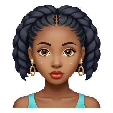 young nigeria black lady, with 2 piercings at the upper part of her ear cartilage and one on her ear lobe, with a chiseled face, a very kissable lips well curved, beautiful eyes too, a dot at the top of her lips sticker