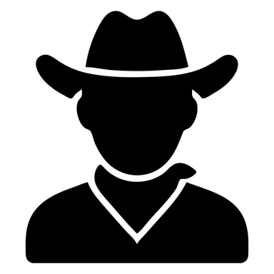Cowboy wearing a green hat without any star, western attire sticker