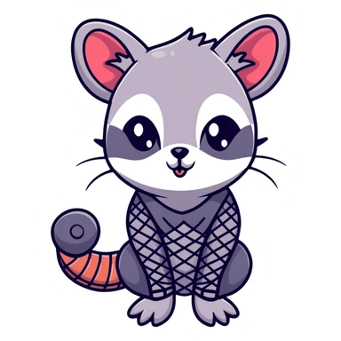goth possum with fishnet gloves and black eyeliner sticker