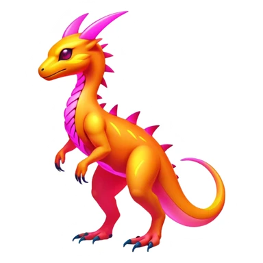 Exotic futuristic lush warm-colored neon Fakémon-Fionbri-creature (full body) sticker