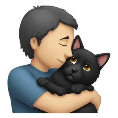 Un chien noir et un chat qui se fon un calin sticker