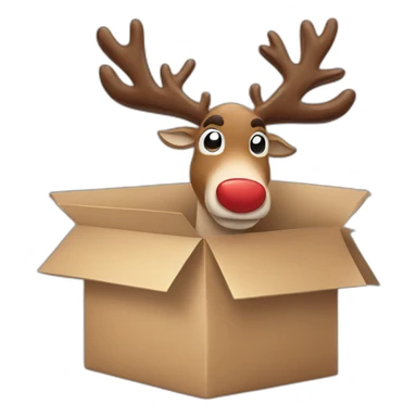 Reindeer carries a box sticker