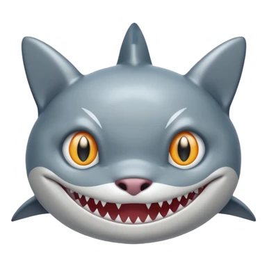 shark body with a cat face sticker