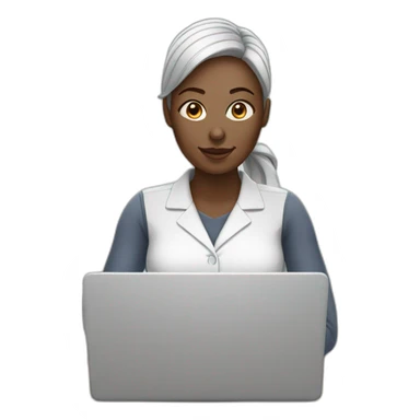 white skin woman working in IT with laptop sticker