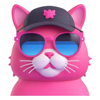 pink cat wearing sunglasses and hat sticker