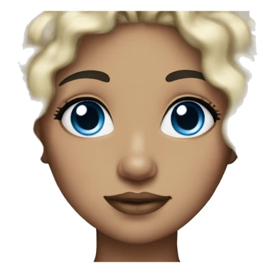 light skin girl long curly blue hair blue eyebrows sticker