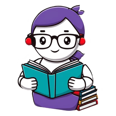 nerdy robot librarian with glasses and books sticker