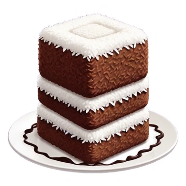 cinematic-realistic-lamingtons-dessert-emoji,-depicted-as-soft-sponge-squares-coated-in-chocolate-on all 4 sides with coconut sprinkled on all side-rendered-with-mouth‚watering-detail-and-vibrant-lighting sticker
