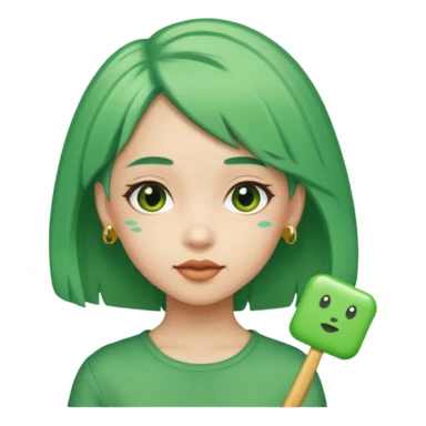 girl with green hair clip sticker