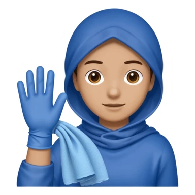 Cleaner + blue gloves + rag sticker