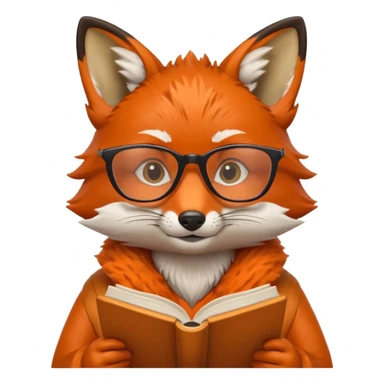 a fox is reading a book, wearing glasses sticker