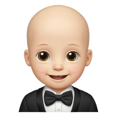 bald baby with bowtie sticker
