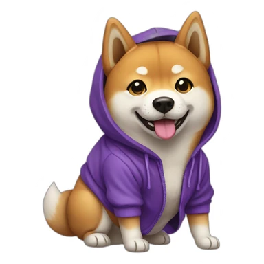 shiba inu with purple hoodie sticker