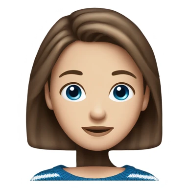 beautiful woman, straight brown hair, blue eyes, striped knit sweater sticker