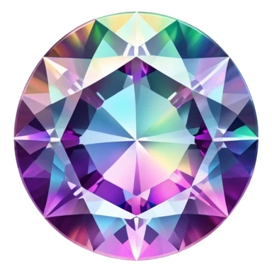 Brilliant round cut mystic quartz crystal with holographic color shifts and faceted edges sticker