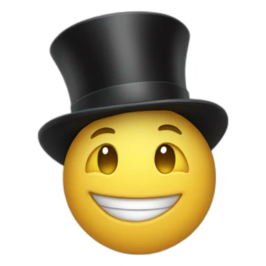 person with hands in the air, smiling, wearing a top hat sticker