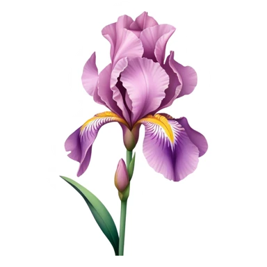 single Soft Pink Iris, straight stem sticker