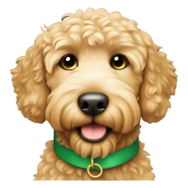 Cute golden doodle with green collar  sticker